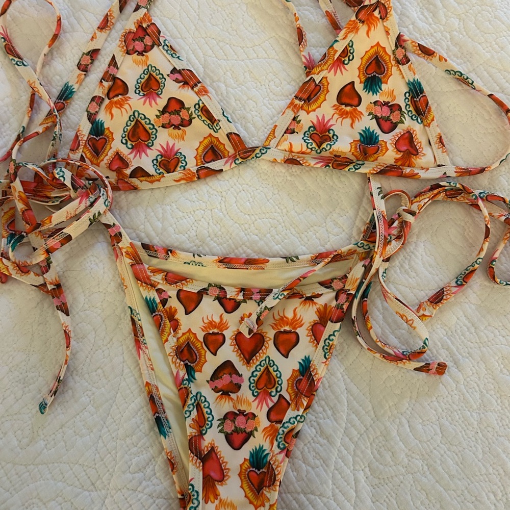 Blackbough Floral Bikini Set with Orange and Green Accents